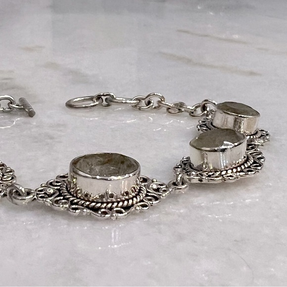 Golden Rutilated Quartz Sterling Silver Toggle Clasp Bracelet - Picture 8 of 10